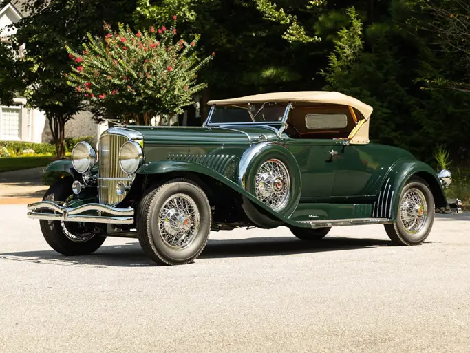 1931 Duesenberg Model J Roadster Green Hornet offered at RM Sothebys Hershey Live Auction 2021