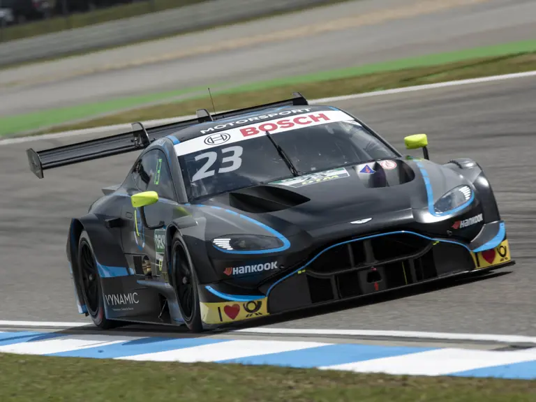Daniel Juncadella drives the Aston Martin at Hockenheimring in the first round of the 2019 DTM season.