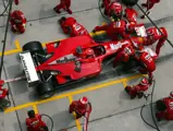 Mechanics replace the nosecone of the Ferrari 2001 allowing Michael Schumacher (GER) to take third place at the finish.
Malaysian Grand Prix, Sepang Circuit, Kuala Lumpur, Malaysia. 17 March 2002.