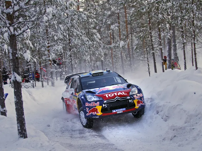 Sebastien Ogier takes on the snow at the 2011 Rally Sweden, finishing 4th overall behind a Ford 1-2-3 in the season opener.