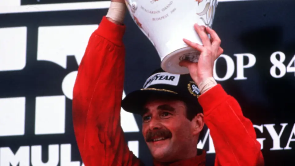 Nigel Mansell Podium Hungarian GP 1989
© Formula One Pictures / Picture by John Townsend. tele (+36) 26 322 826 mobile (+44) 07905 819555. www.f1pictures.com.