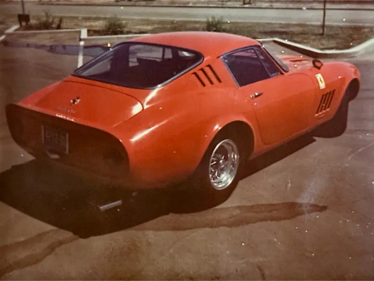 The Ferrari is captured outside the Grand Touring Cars Inc dealership of Harley Cluxton III in Phoenix, Arizona in the early-to-mid 1970s.