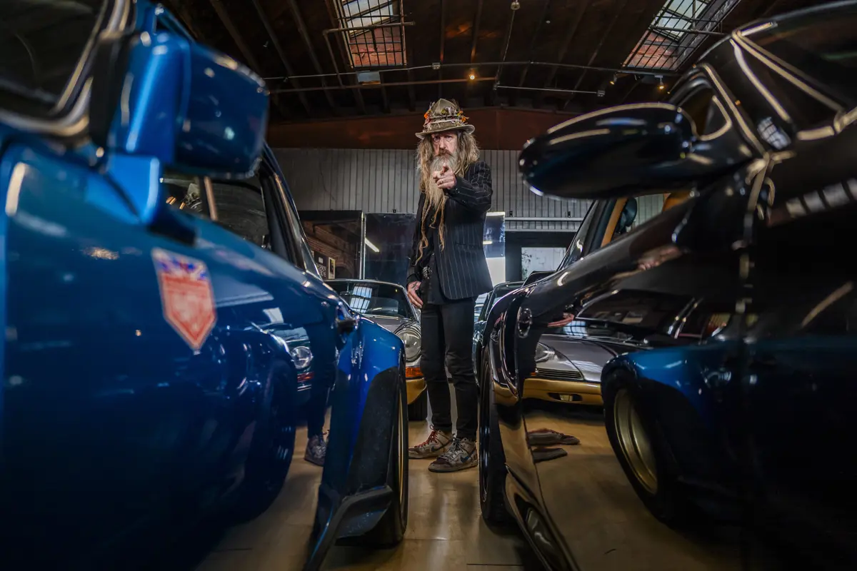Magnus Walker with his car collection in 2026