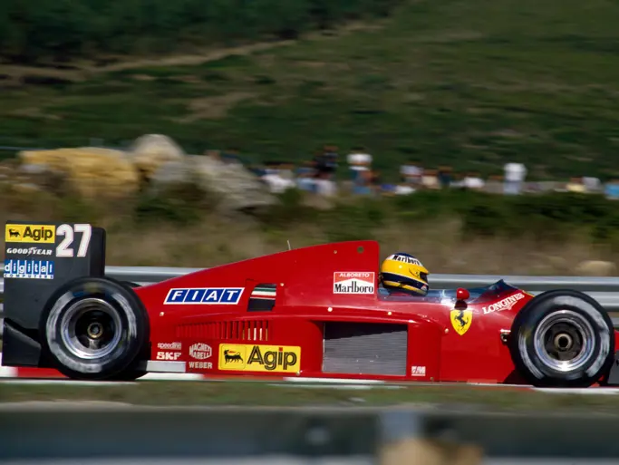 Michele Alboreto drives his Ferrari F1/86 at the 1986 Portuguese Grand Prix. This image is for reference purposes only.