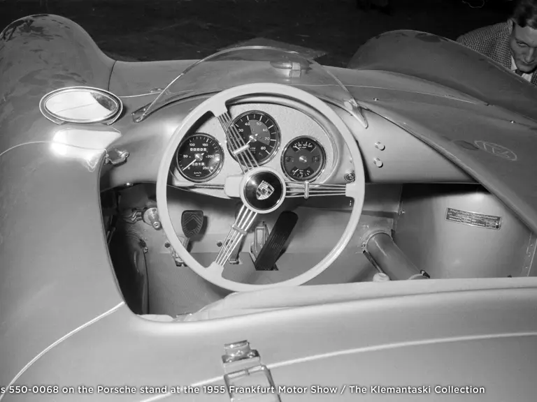 Chassis 550-0068 on the Porsche stand at the 1955 Frankfurt Motor Show.