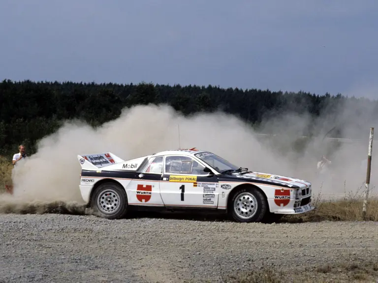Walter Röhrl takes on the gravel on the way to victory at 1983 ADAC Rallye Deutschland.