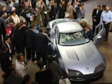 Journalists take a first look at the Mercury Messenger Concept vehicle at the North American International Auto Show, January 6, 2003.                            