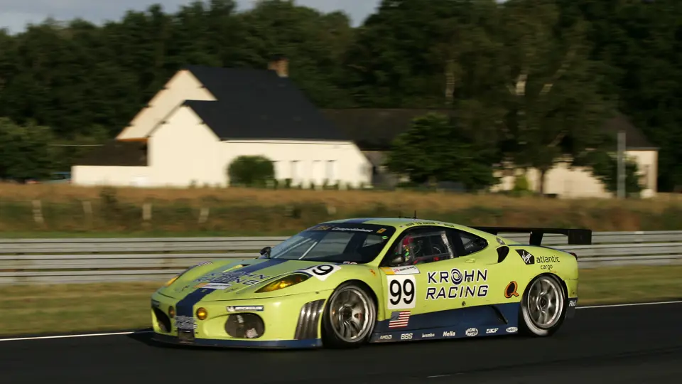 Sporting race number “99”, chassis 2438 flies past the camera at the 2007 24 Hours of Le Mans.