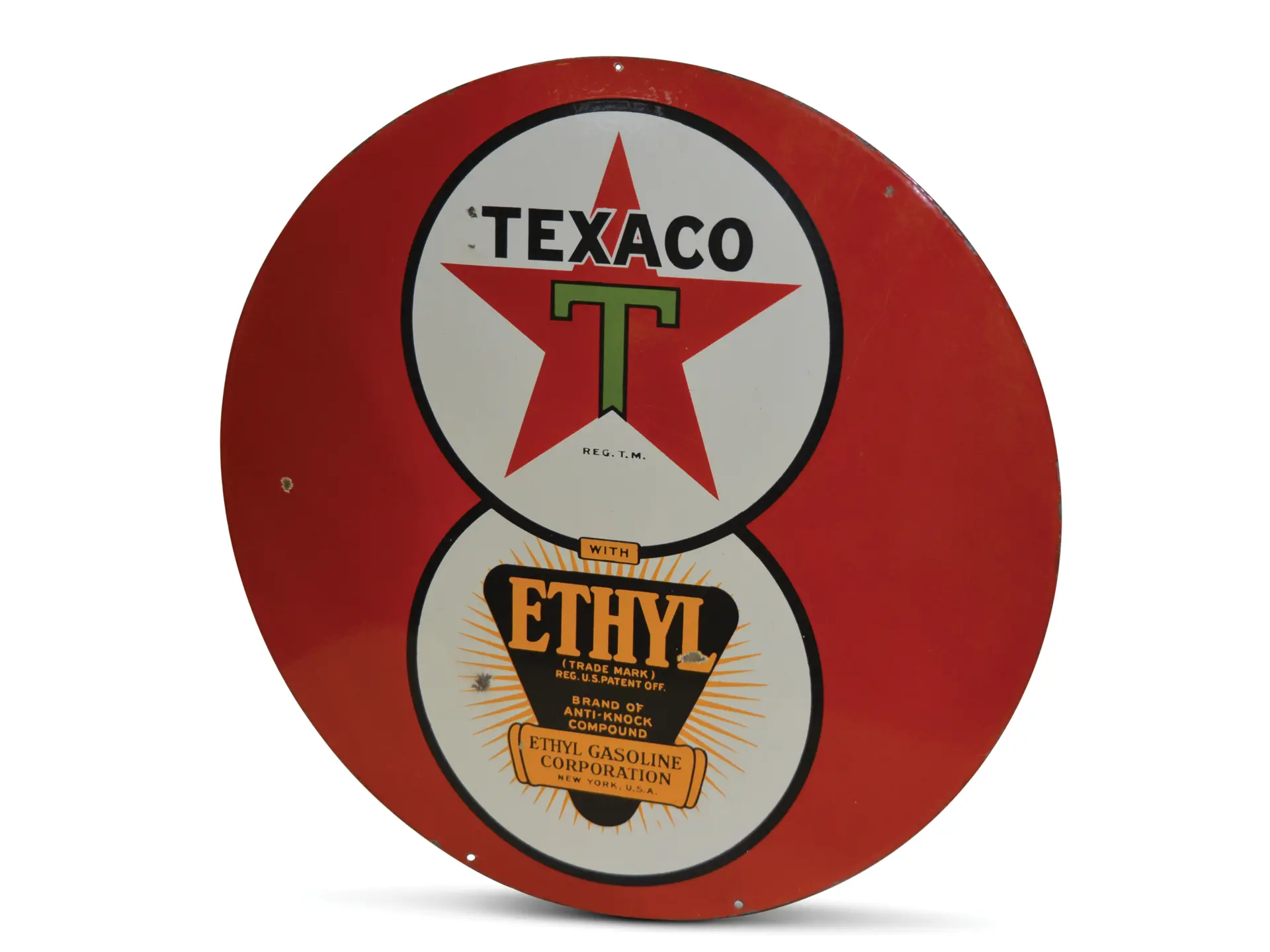 Texaco '8-Ball' with Ethyl Logo Porcelain Sign | Auburn Fall 2019 | RM ...