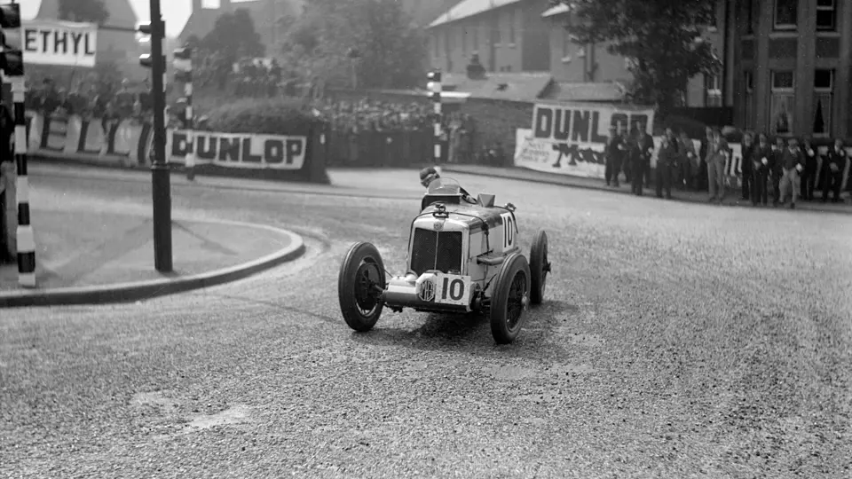 The MG rounds a corner on the Mannin Beg course in 1934. CJP Dodson eventually finished 2nd overall.