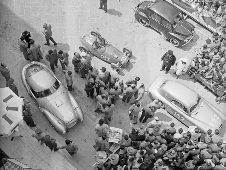 The Uovo stages for the start of the 1951 Mille Miglia.