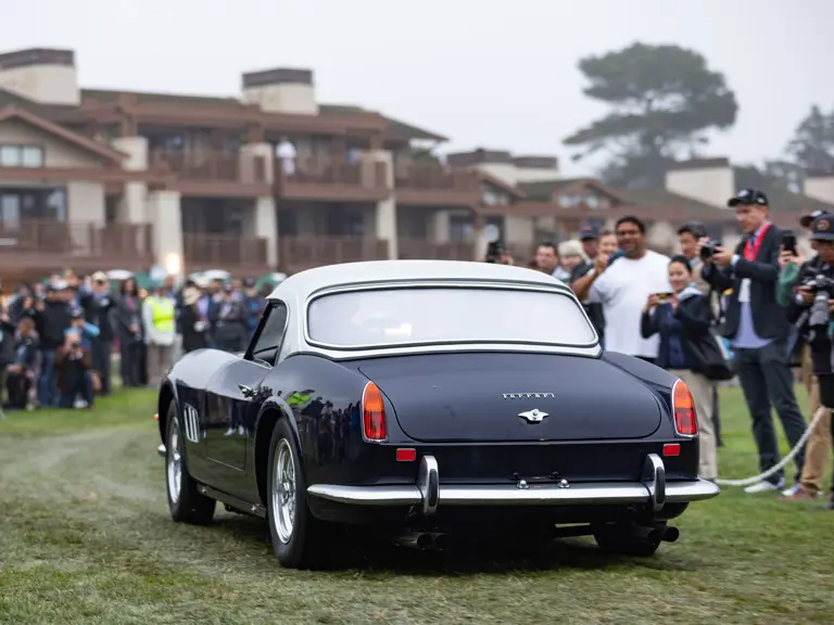 The Ferrari is captured on exhibition at the 2022 Pebble Beach Concours d’Elegance.