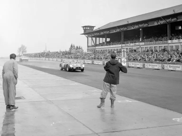 NüRBURGRING, GERMANY - MAY 27: Willy Mairesse / Mike Parkes, SEFAC Ferrari, Ferrari 330 LM/GTO 3673SA during the Nurburgring 1000 kms at Nürburgring on May 27, 1962 in Nürburgring, Germany. (Photo by LAT Images)
