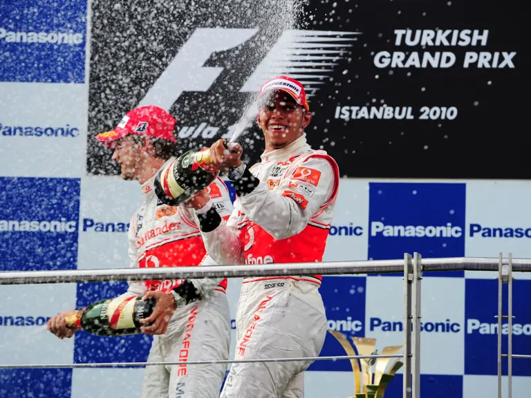 Race winner Lewis Hamilton (GBR) McLaren celebrates on the podium.
Formula One World Championship, Rd 7, Turkish Grand Prix, Race, Istanbul Park, Turkey, Sunday 30 May 2010.
