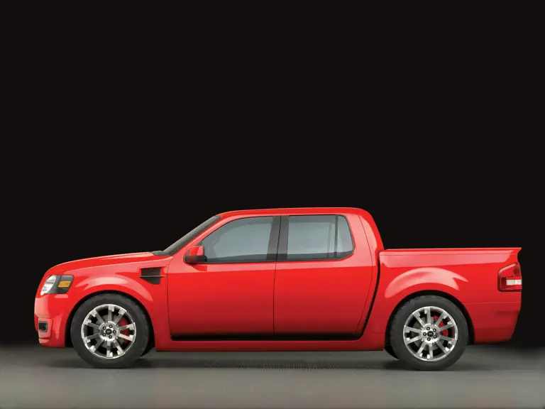 Ford Sport Trac Adrenalin teaser: Engineered by SVT, the Adrenalin features discreet SVT badges on the wheel center caps.