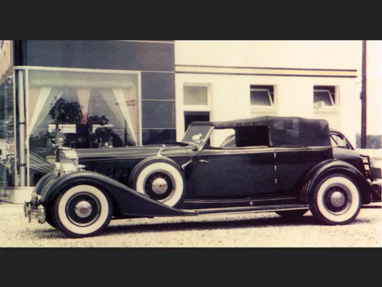The Packard Twelve shown in a rare period photo from the 1950s.