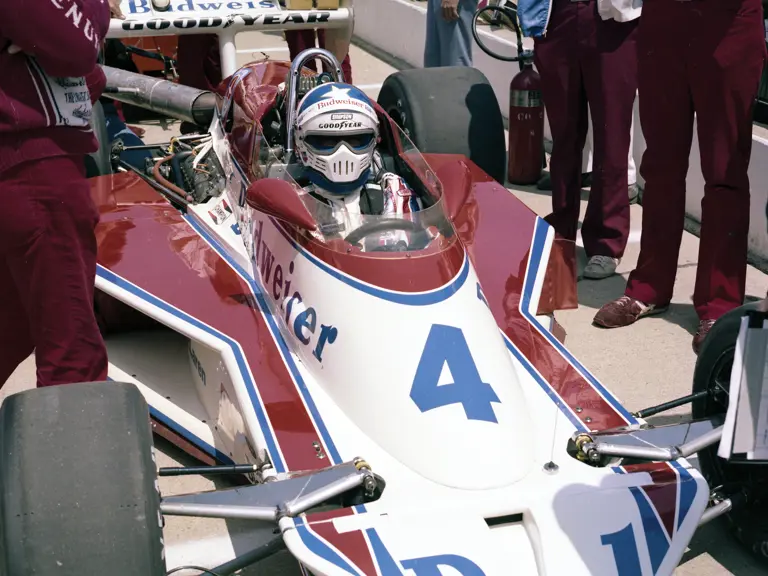 Johnny Rutherford competes at the 1979 Indianapolis 500 in his #4 McLaren M24B.