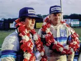 Warwick and Fitzpatrick celebrate their win at Brands Hatch in 1983.