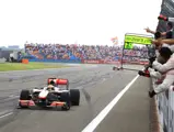 Race winner Lewis Hamilton (GBR) McLaren MP4/25 crosses the finish line. 
Formula One World Championship, Rd 7, Turkish Grand Prix, Race, Istanbul Park, Turkey, Sunday 30 May 2010.
