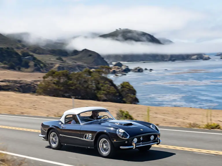The Ferrari is captured on exhibition at the 2022 Pebble Beach Concours d’Elegance.