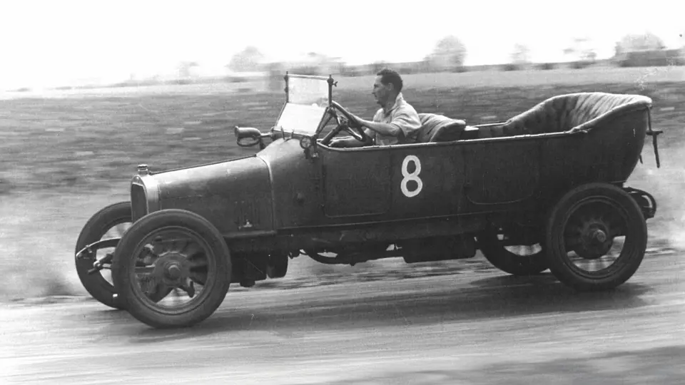 The 12/16 HP Tourer is pictured being driven spiritedly. It is known to have been used in hill climb and motor circuit meets. The 12/16 HP Tourer is pictured being driven spiritedly. It is known to have been used in hill climb and motor circuit meets.