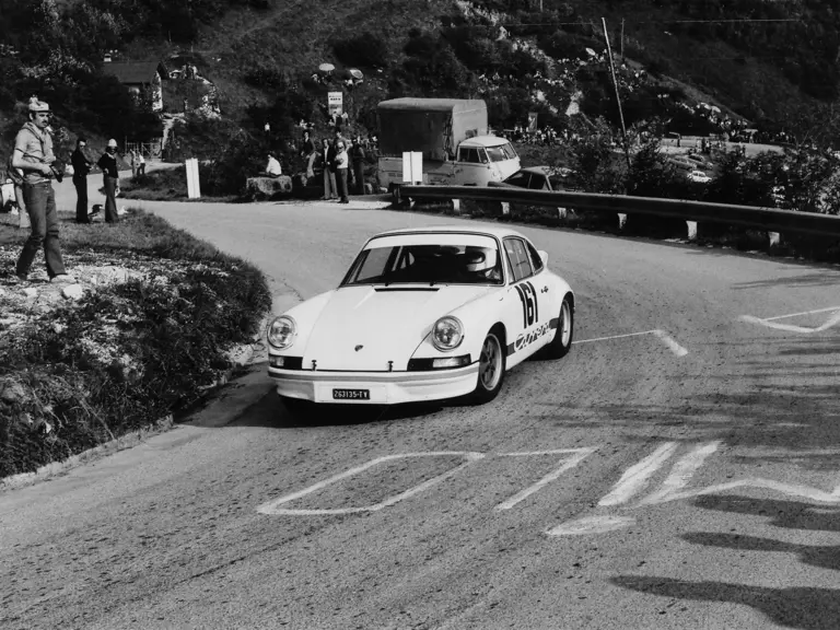 Vittorio Benvenuti drove this 2.7 RS Lightweight in its debut race at the Vittorio Veneto-Cansiglio on 27 May 1973, placing 1st in class.
