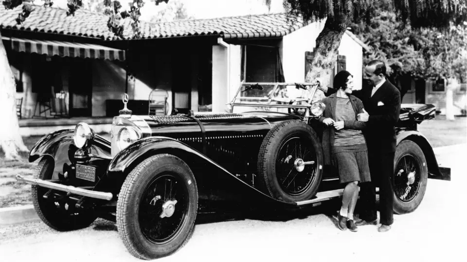 Original owner Al Jolson and his wife, actress Ruby Keeler, pose with chassis number 35947 shortly after its delivery.