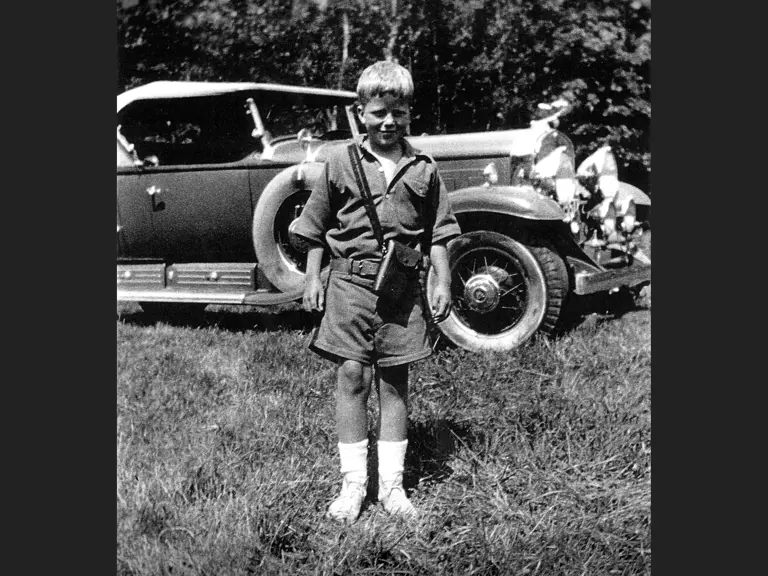 John Moir Jr., the prior owner, with the Cadillac in the summer of 1934.