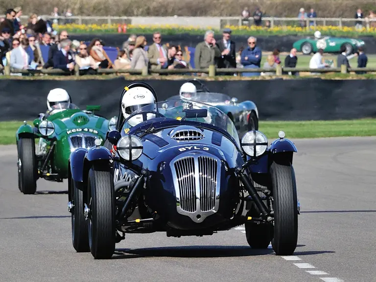 Chassis no. 421/200/210 at speed on the track at the 72nd Goodwood Members meeting. 