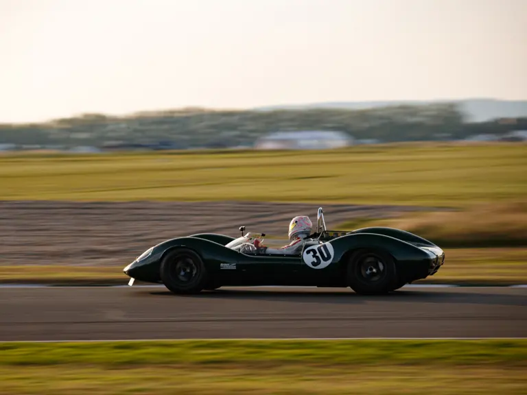 The Lotus is pictured competing in the Whitsun Trophy at the 2023 Goodwood Revival.