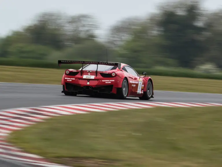 The 458 GT3 on track at Snetterton.