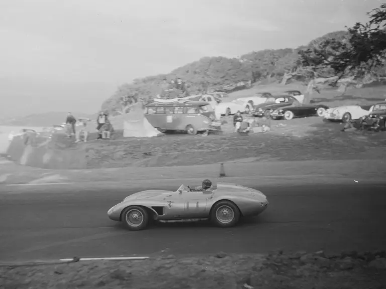 John von Neumann behind the wheel of chassis no. 0680 MDTR at Laguna Seca in the SCCA National, November 1957.