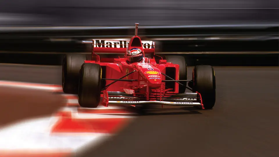 1997 Monaco Grand Prix.
Monte Carlo, Monaco.
8-11 May 1997.
Michael Schumacher (Ferrari F310B) 1st position, at the penultimate corner of Piscine.
Ref-97 MON 34.
World  Copyright - LAT Photographic