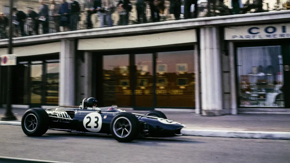 Dan Gurney behind the wheel of the AAR Eagle Mk1 at the 1967 Monaco Grand Prix.