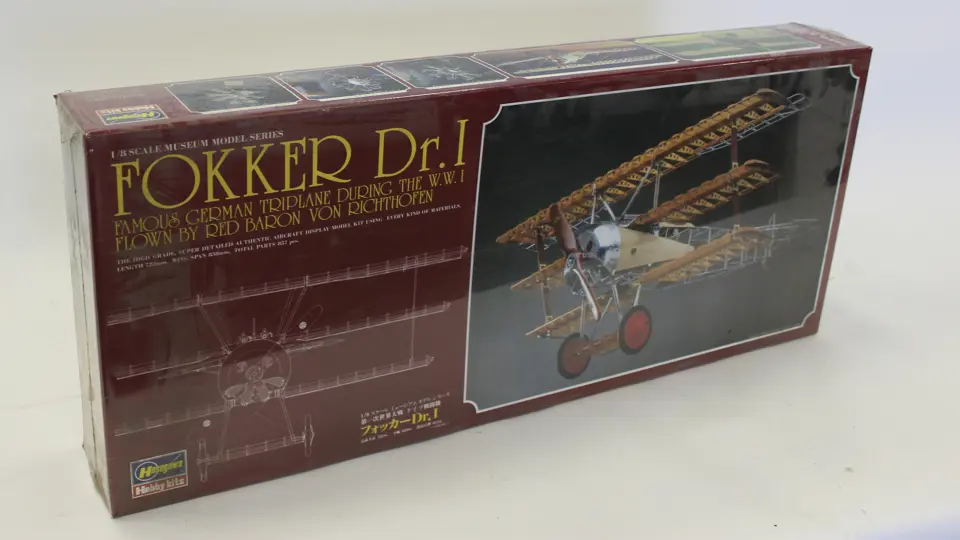 ハセガワ ミュージアムモデルシリーズ FOKKER Dr.I 1/8スケール模型 Unused】 Hasegawa 1/8 Fokker Dr. I Scale Museum Model Series Kit