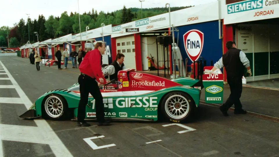 Chassis 23 is pushed back into the paddock at the 1999 SportsRacing World Cup at Spa.