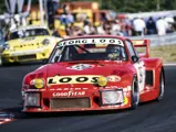 Porsche 935 #39 leads a Porsche 911 Carrera RSR at the 1977 24 Hours Le Mans.