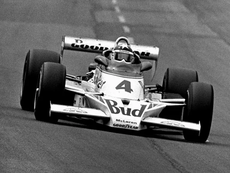 Johnny Rutherford races ahead to victory at the Atlanta International Raceway, April 22, 1979.
