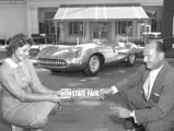 The Chevrolet Corvette SS promoting the 1957 Michigan State Fair where the car was shown from 30 August to 8 September.