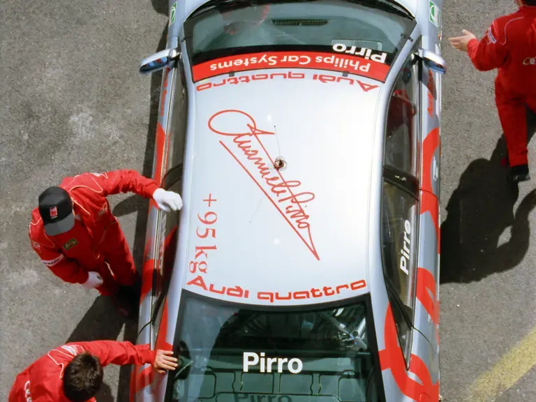 Emanuele Pirro behind the wheel of his Audi during the 1997 ADAC SuperTourenwagen Cup Series. 