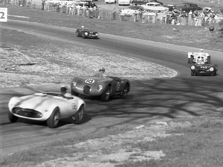 XKC 007 powers up the hill at Paramount Ranch on March 10, 1957 where it finished 7th overall.