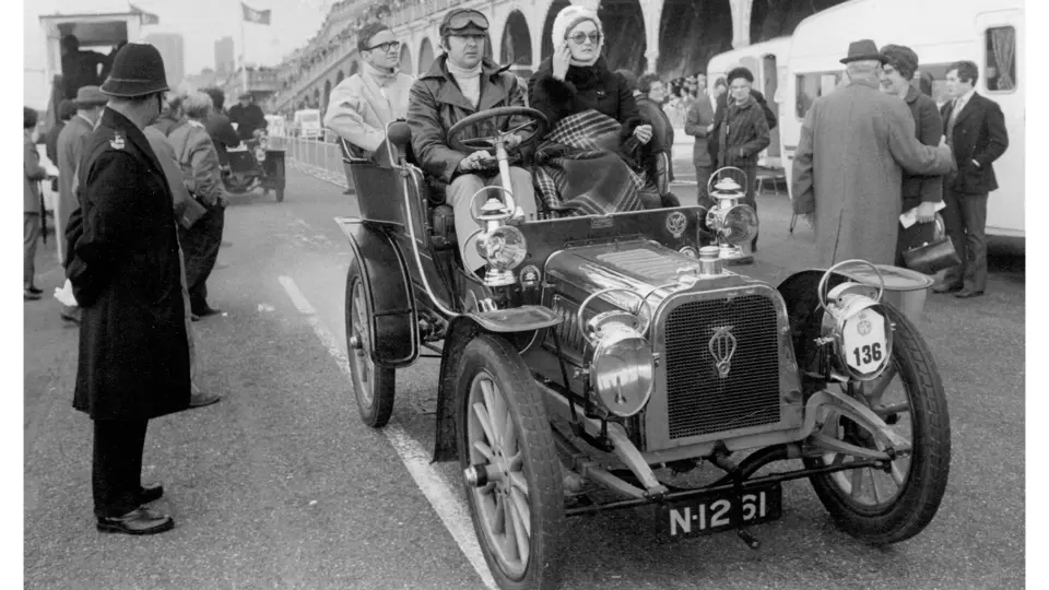 The Clément is pictured arriving on Madeira Drive at the end of the 1969 London to Brighton Veteran Car Run.
