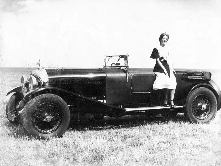 The Bentley is pictured in period, date unknown.