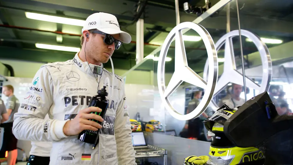 Nico Rosberg in the pits at the 2013 Australian Grand Prix. This image is for reference purposes only.