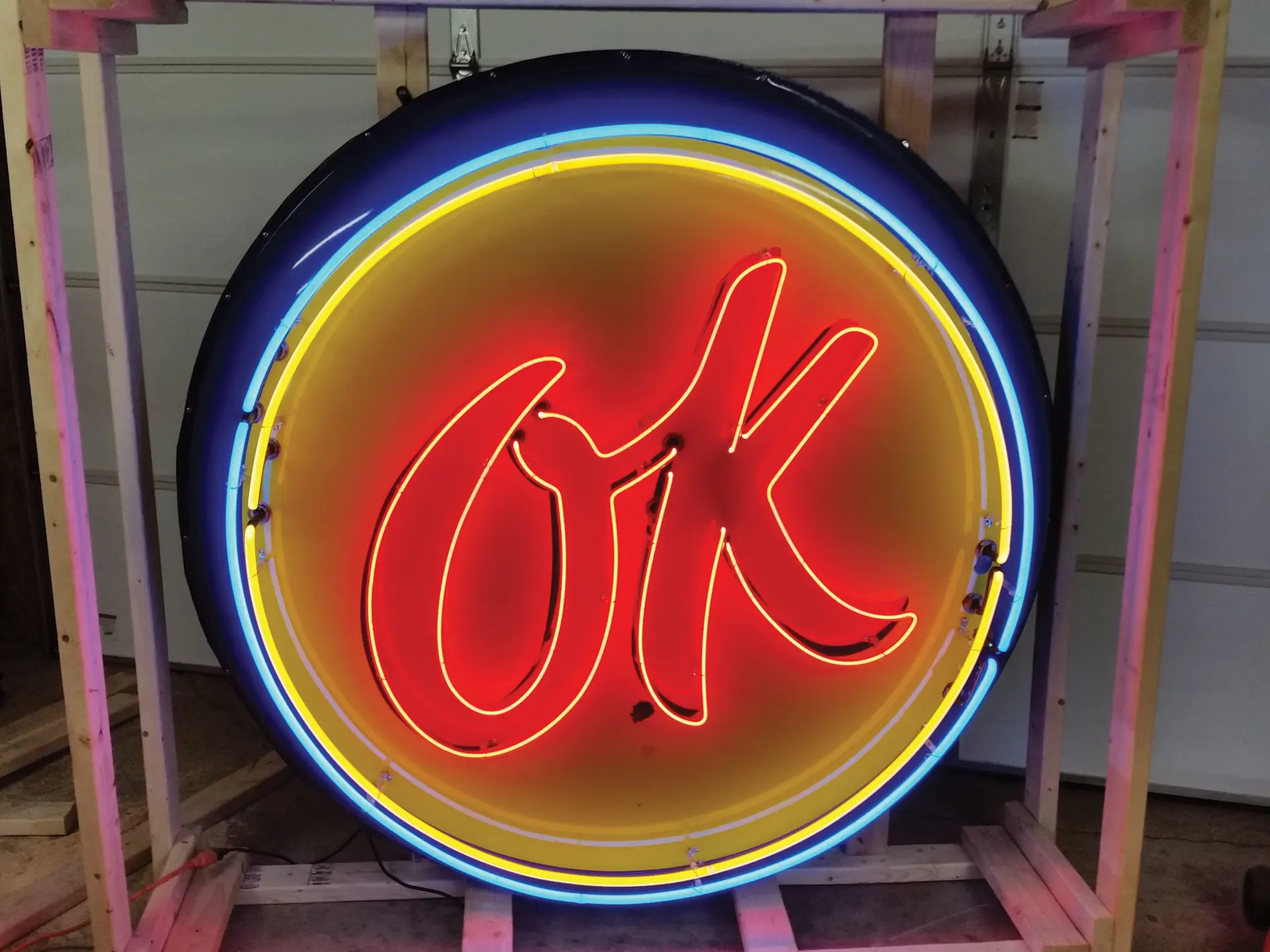 Original OK USED CARS dealership porcelain neon sign, 60x60in | Auburn ...