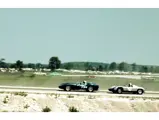 In June 1961 the Road America National was held at Elkhart Lake. In this picture Wuesthoff is running behind Canadian Peter Ryan in a Porsche 718 and Ted Baumgartner with his Ferrari 250 TR. He would roll the car having several fractures which put an end to his racing career. (Tom Schultz)