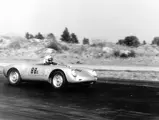 The Porsche 550A Spyder is pictured here racing at Vaca Valley in 1958.