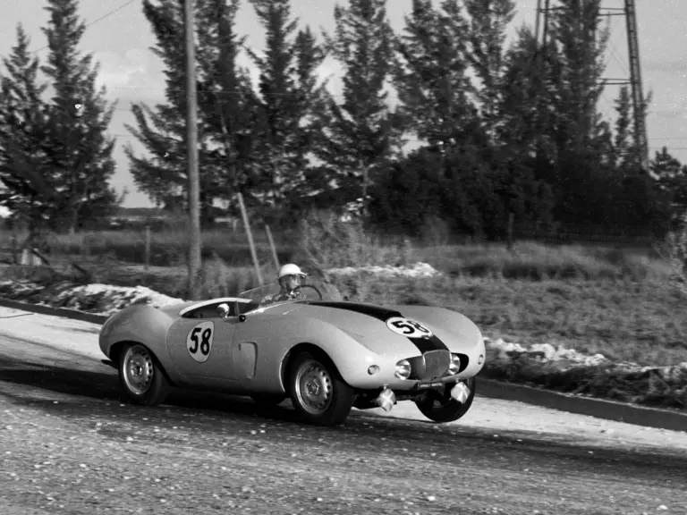 Arnolt Bristol car 58 at 1955 Sebring 12 Hours race, PHOTO BY Ozzie Lyons 1955