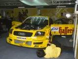 The Abt-Audi TT-R is prepped in the pits for Laurent Aïello during the 2000 DTM season.