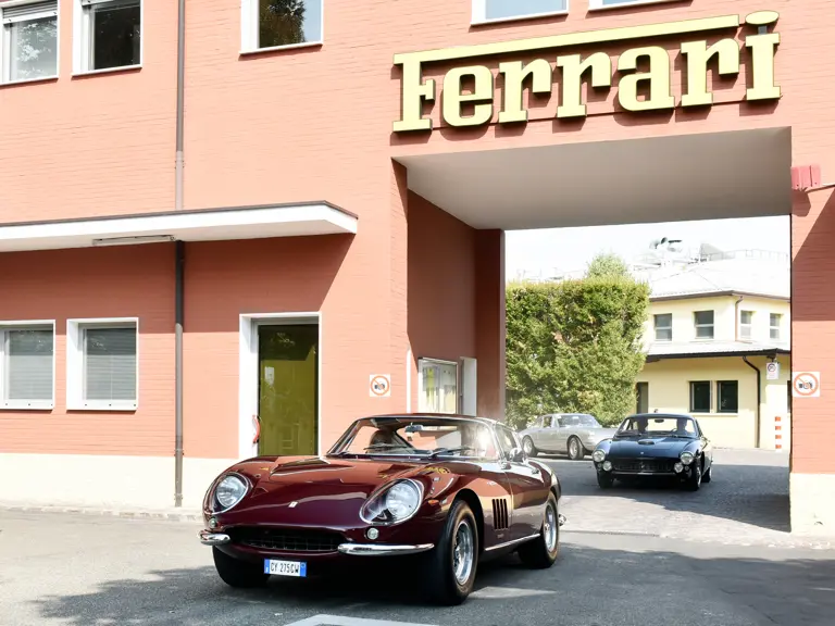 Chassis 08577 outside the Maranello factory during the 2017 Ferrari 70th Anniversary celebrations. The car won its class in the concours that followed.